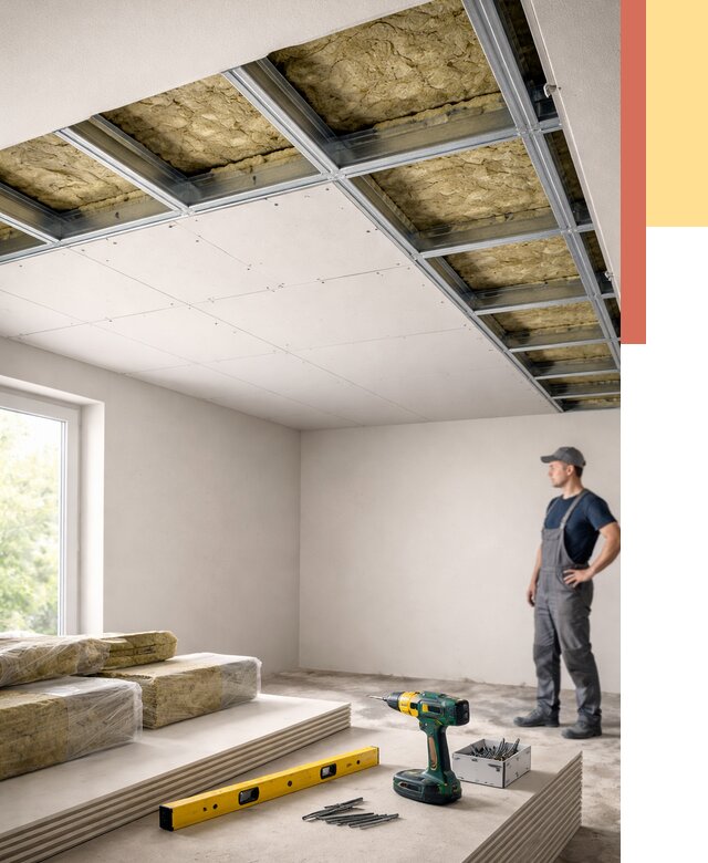 Звукоизоляция потолка ГКЛ в Архангельске от 977 руб. — монтаж под ключ | ОТДЕЛОЧНИК-Рхн