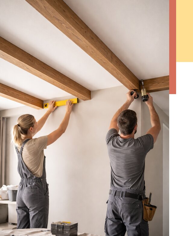 Монтаж декоративных балок на потолок в Архангельске от 4318 руб. — ОТДЕЛОЧНИК-Рхн